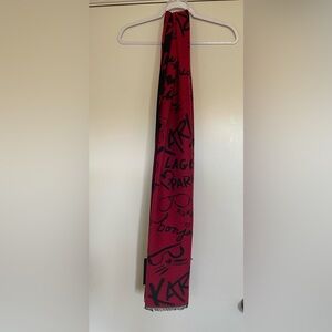 NWT Karl Lagerfeld Graffiti Print Scarf Red/Black